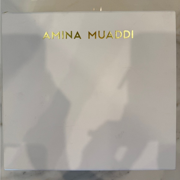 Amina Muaddi Lucite Silver Platform Heels - Picture 10 of 12